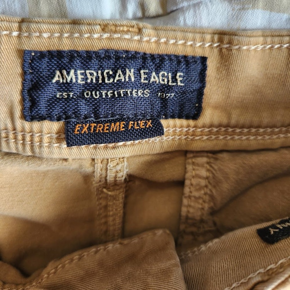 American Eagle Extreme Flex Slim Chino Pants Mens 32x32 Khaki Tan Stretch 261 - Picture 4 of 6